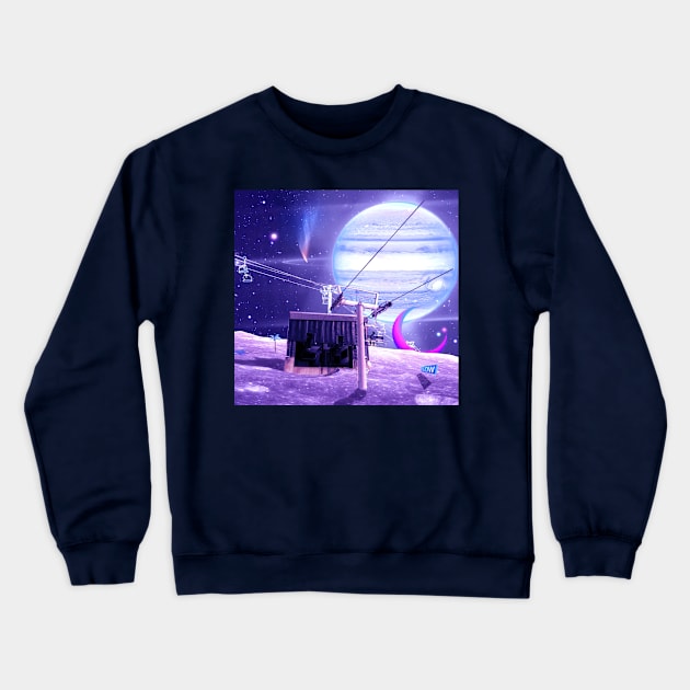 Jupiter Moon Skiing Crewneck Sweatshirt by lofi_retrowave